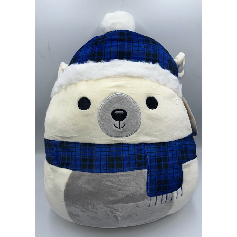 ORIGINAL SQUISHMALLOWS 18" Brooke The Polar Bear With Blue Hat and Scarf NWT